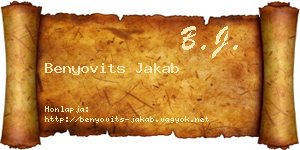 Benyovits Jakab névjegykártya